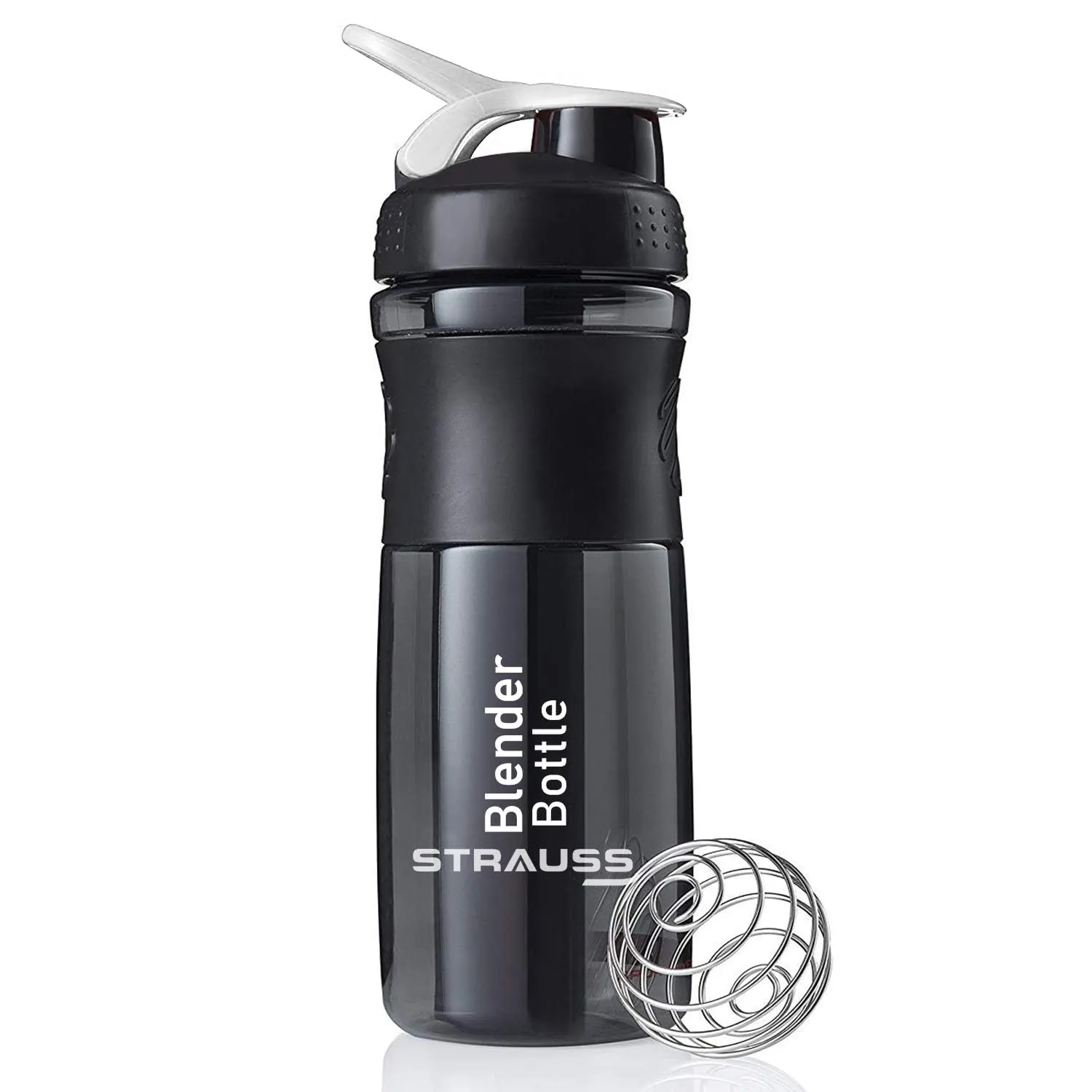 STRAUSS Blender Shaker Bottle | Leakproof Shaker Bottle for Protein Shake, Pre-workout and Bcaa Shake | Protein Shaker Bottle for Gym | BPA-Free Material- 760 ML,(Black) | Pack of 50