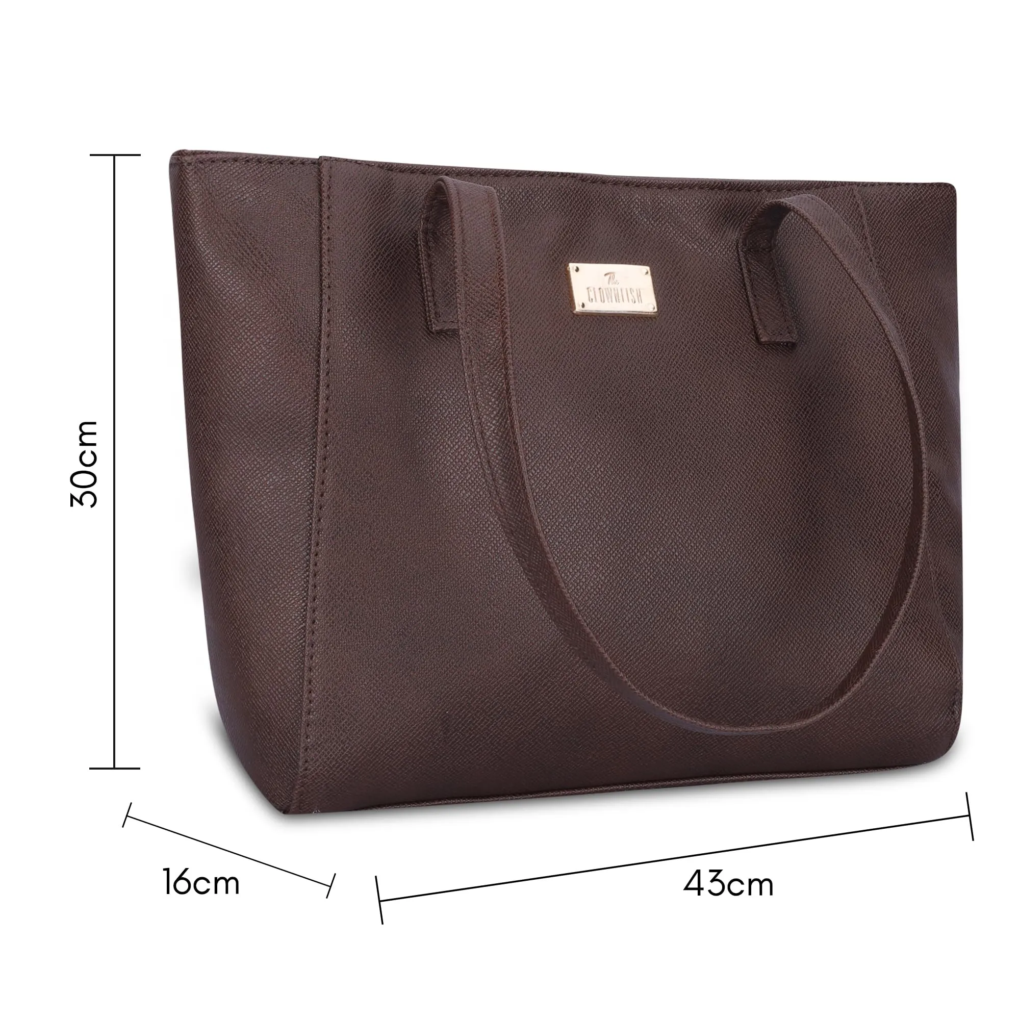 THE CLOWNFISH Valentine Faux Leather Handbag for Women Office Bag Ladies Shoulder Bag Tote for Women College Girls (Chocolate Brown)