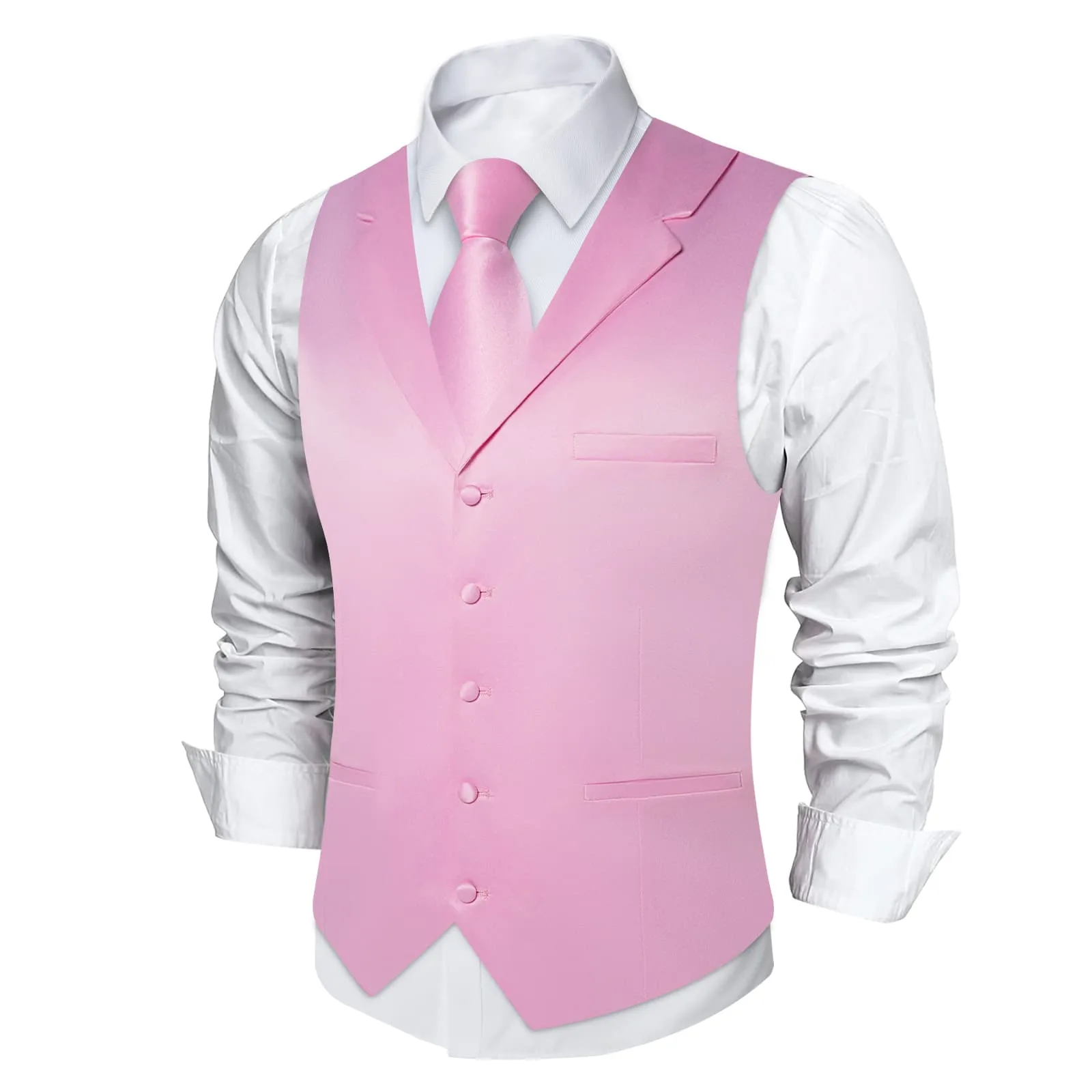 Ties2you Dress Vest Pink Pearl Solid Notched Collar Silk Mens Tuxedo Vest