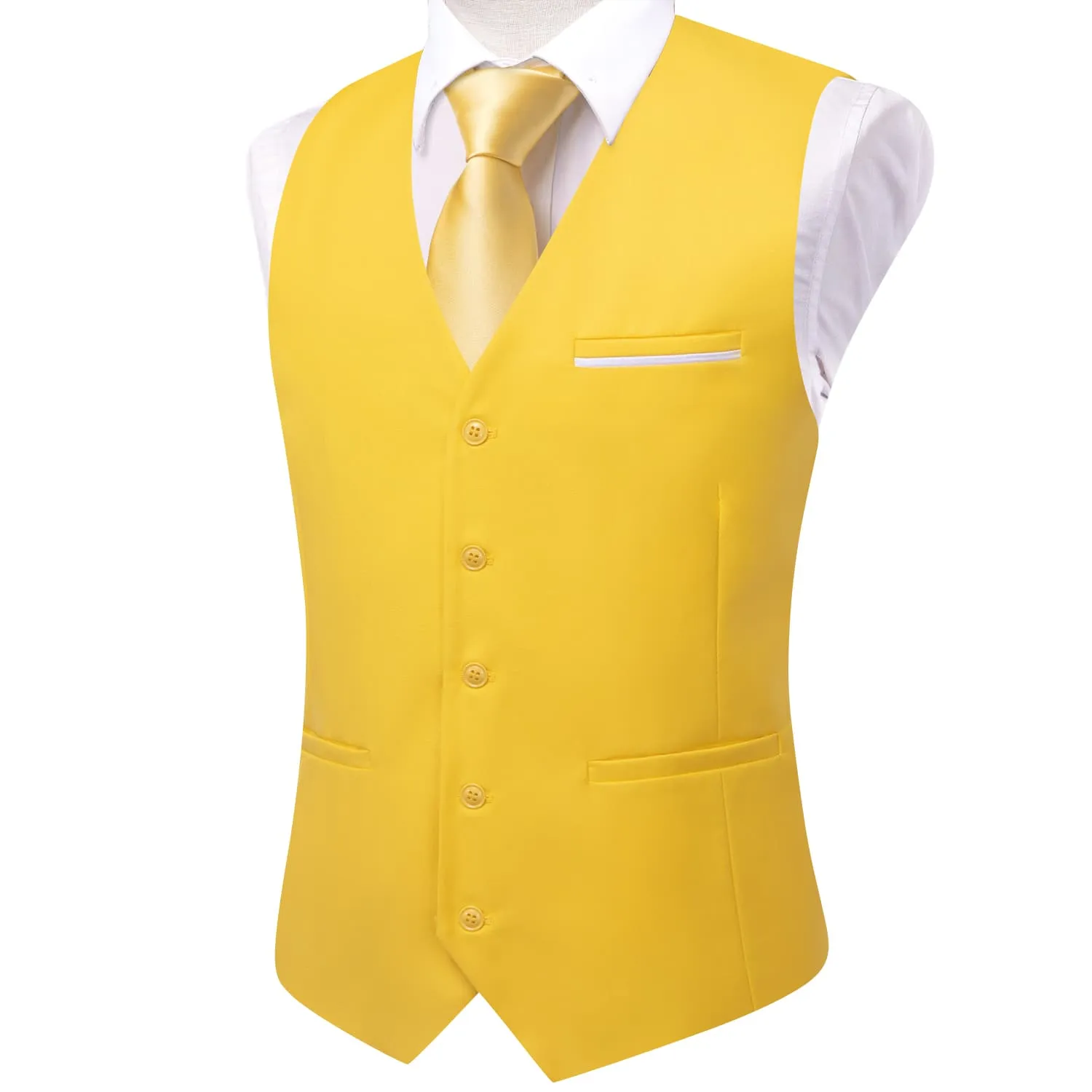 Ties2you Dress Vest Top Butter Yellow Solid V Neck Silk Vest for Men