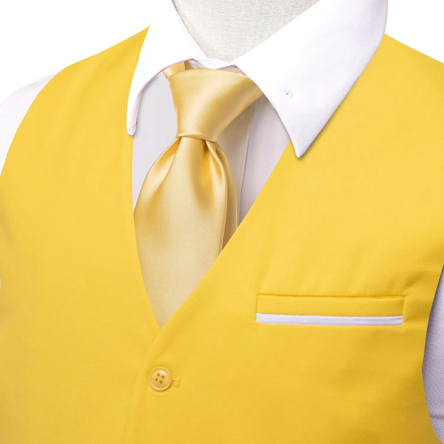 Ties2you Dress Vest Top Butter Yellow Solid V Neck Silk Vest for Men