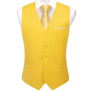 Ties2you Dress Vest Top Butter Yellow Solid V Neck Silk Vest for Men