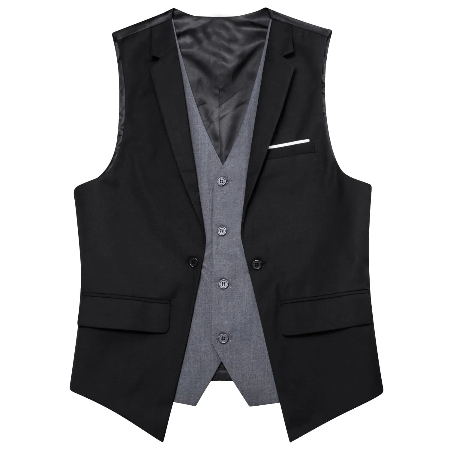 Ties2you Layered Waistcoat Black Grey Splicing Collar Vest Dress Suit Vest