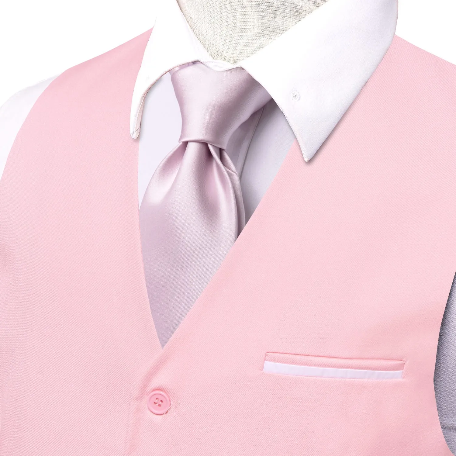 Ties2you Men's Formal Vest Baby Pink Solid Silk Vest Work Dress Suit