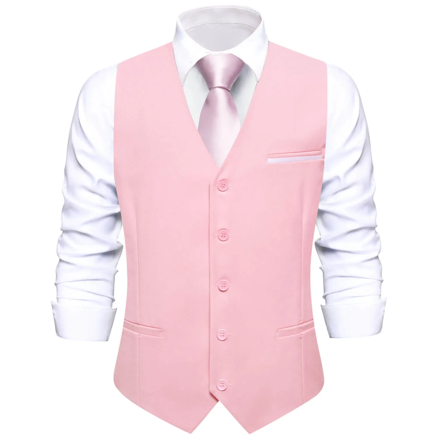 Ties2you Men's Formal Vest Baby Pink Solid Silk Vest Work Dress Suit