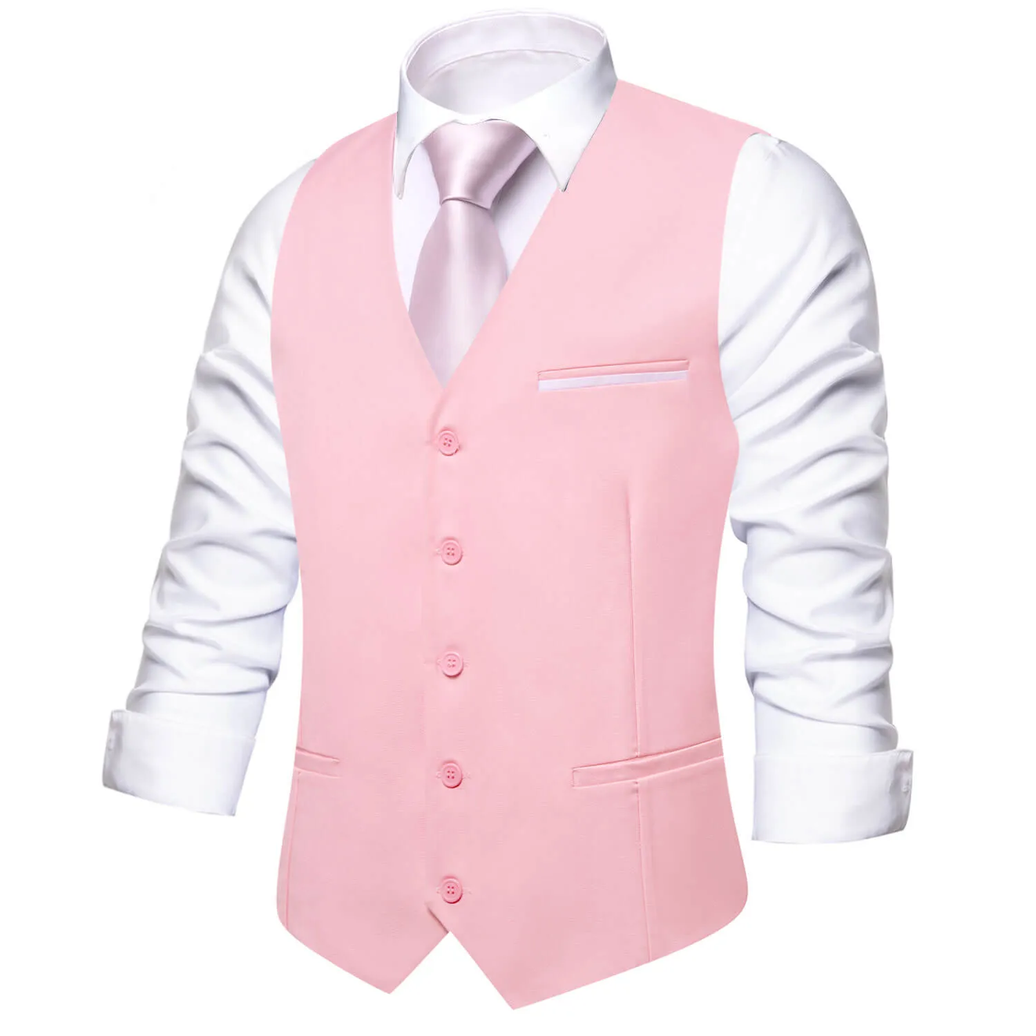 Ties2you Men's Formal Vest Baby Pink Solid Silk Vest Work Dress Suit