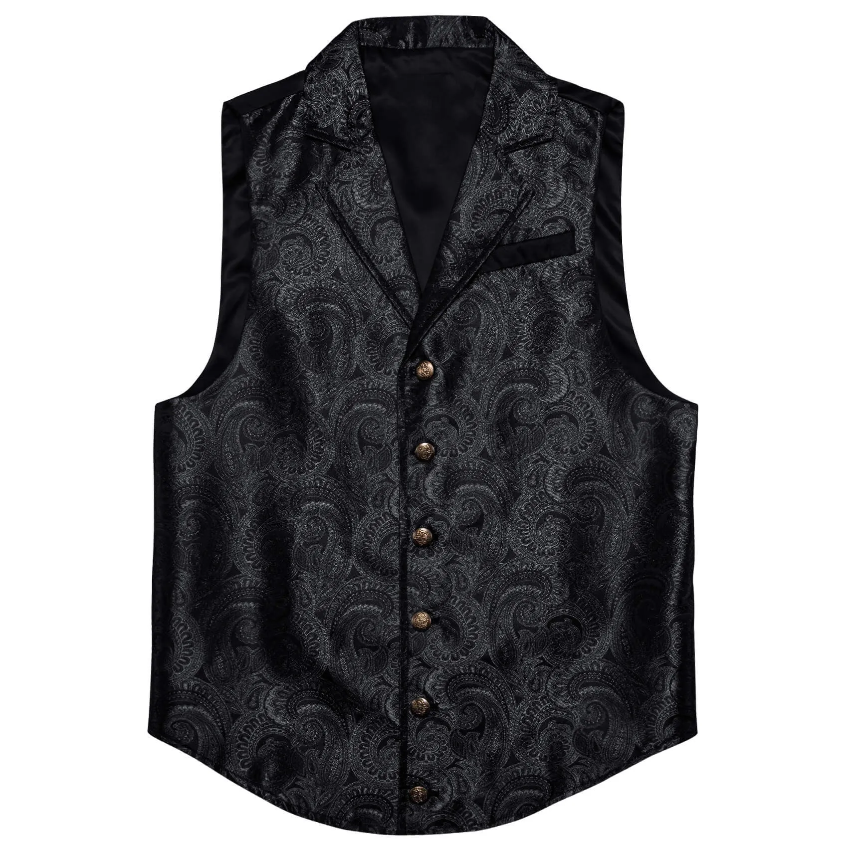 Ties2you Men's Vest Black Paisley Silk Notched Collar Suit Vest for Business