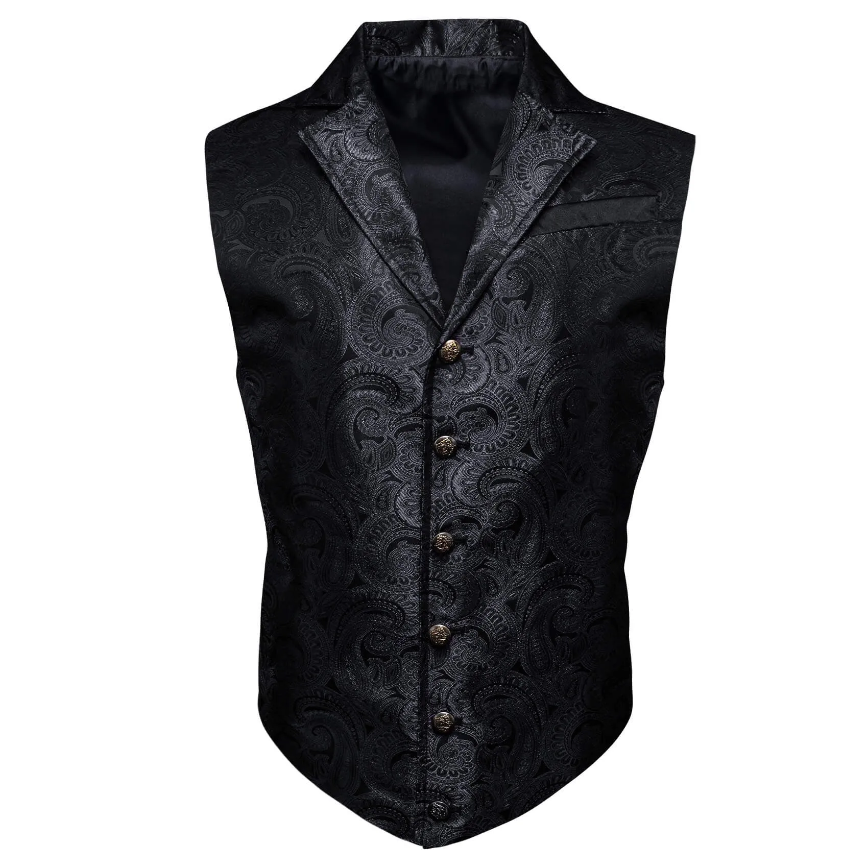 Ties2you Men's Vest Black Paisley Silk Notched Collar Suit Vest for Business