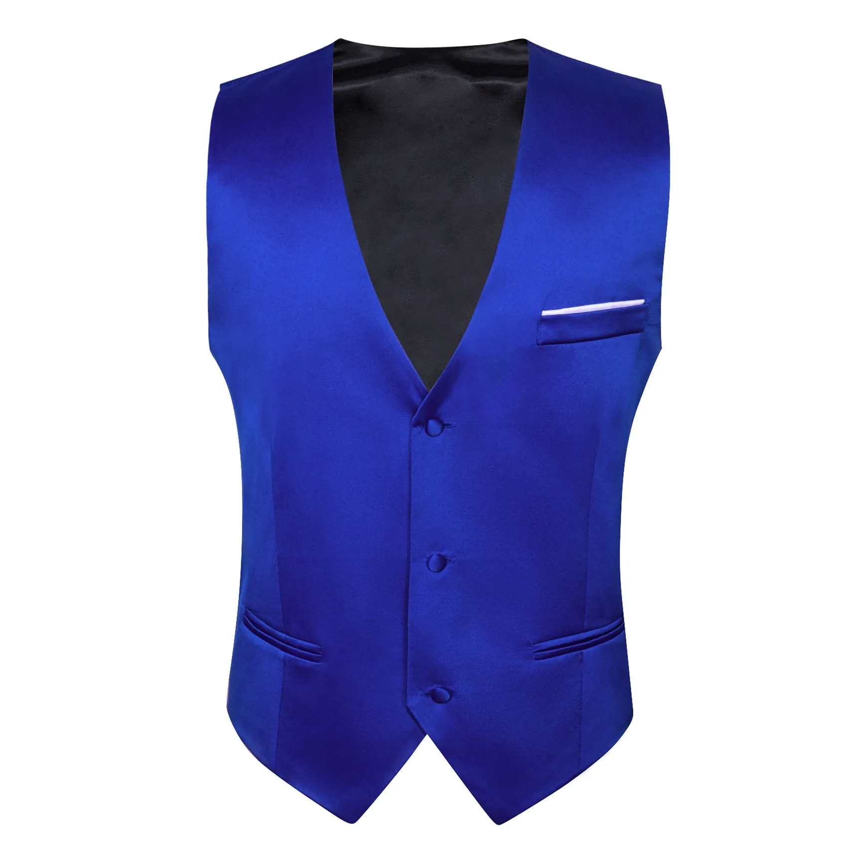 Ties2you Men's Vest Business Royal Blue Solid Satin Men's V-Neck Vest