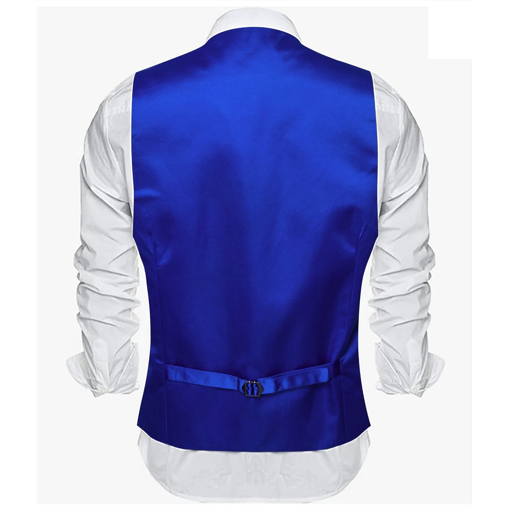 Ties2you Men's Vest Business Royal Blue Solid Satin Men's V-Neck Vest