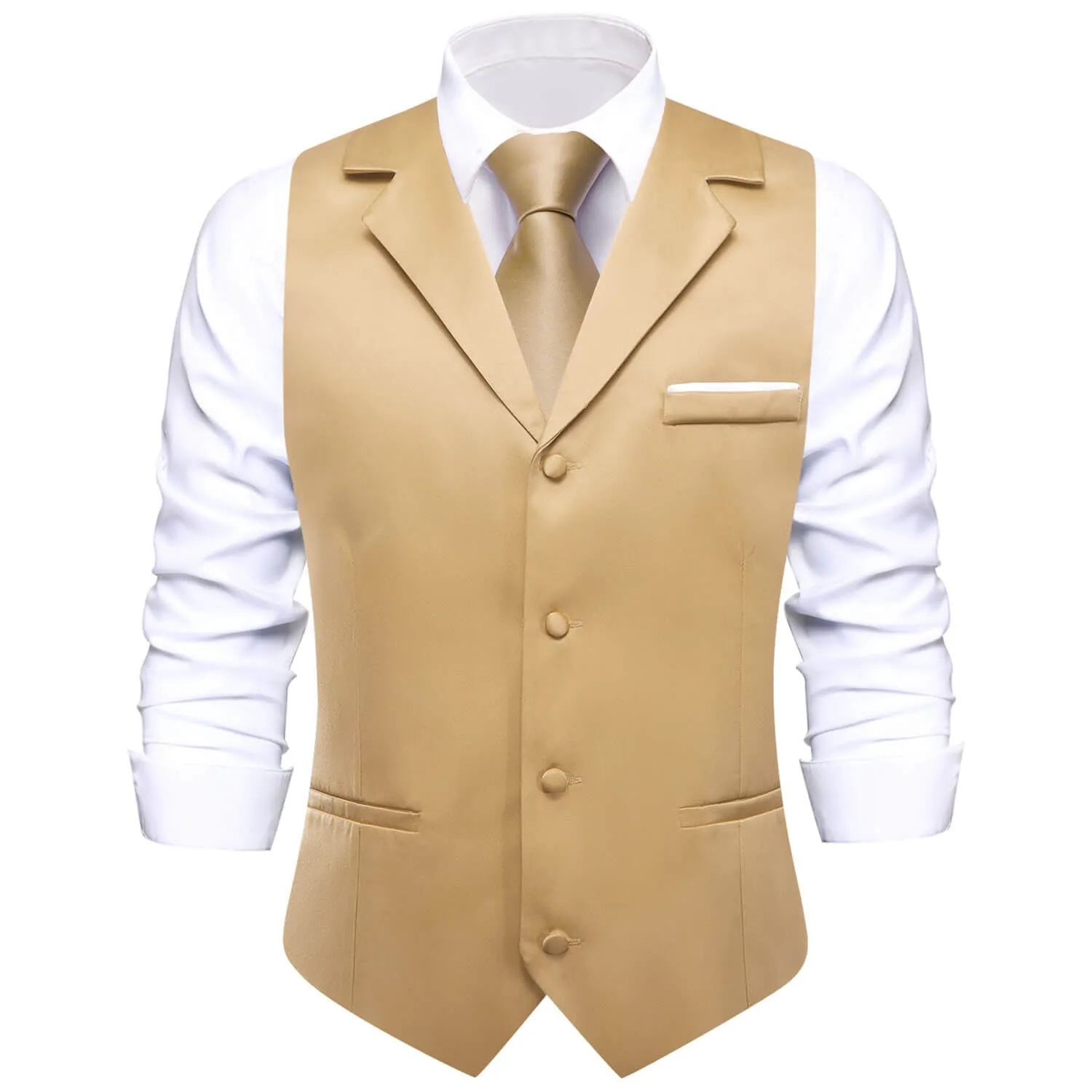 Ties2you Men's Vest Classic Tan Solid Silk Vest Suit Waistcoat