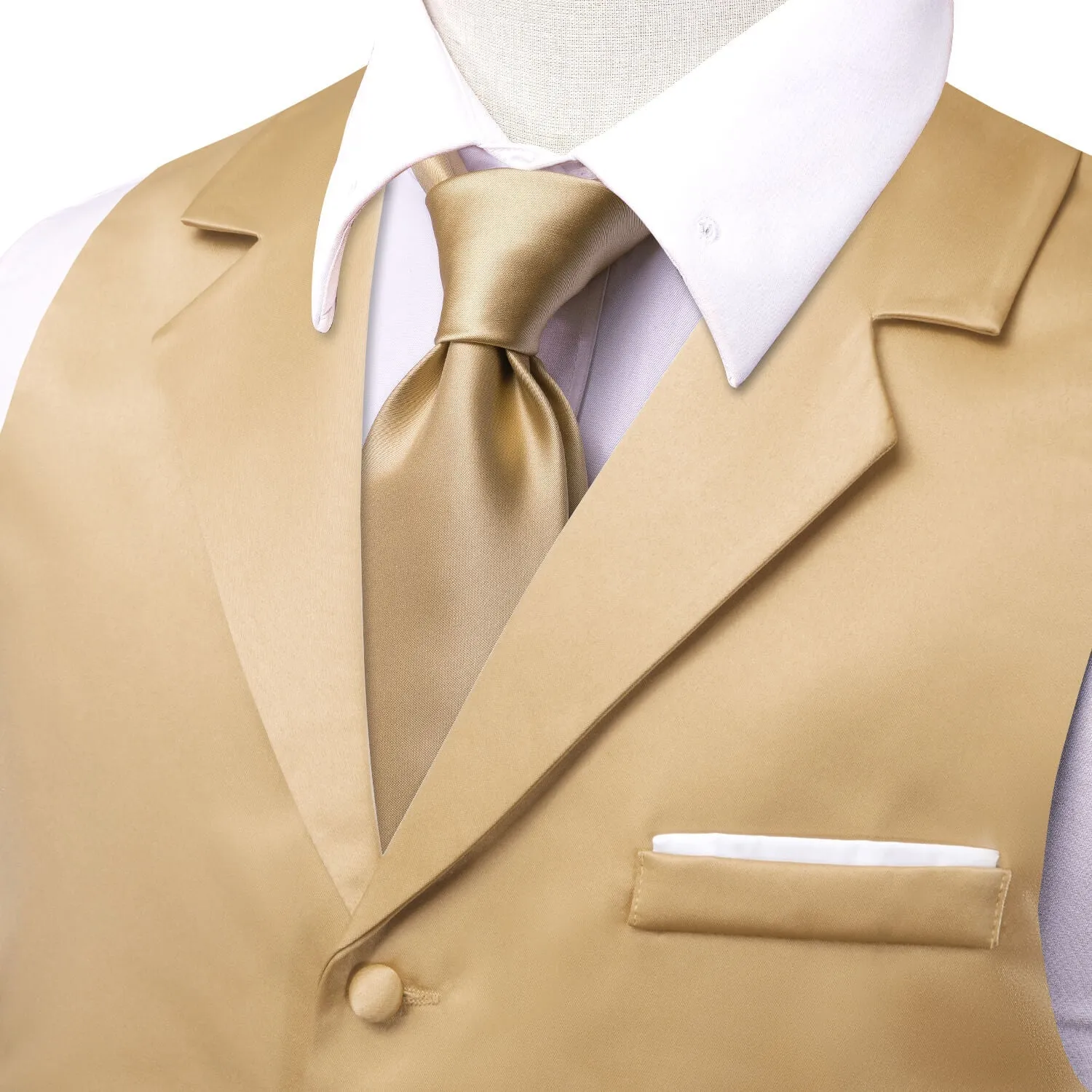 Ties2you Men's Vest Classic Tan Solid Silk Vest Suit Waistcoat