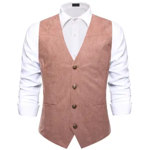 Ties2you Men's Vest Formal Turkish Rose Pink Solid Suede Waistcoat