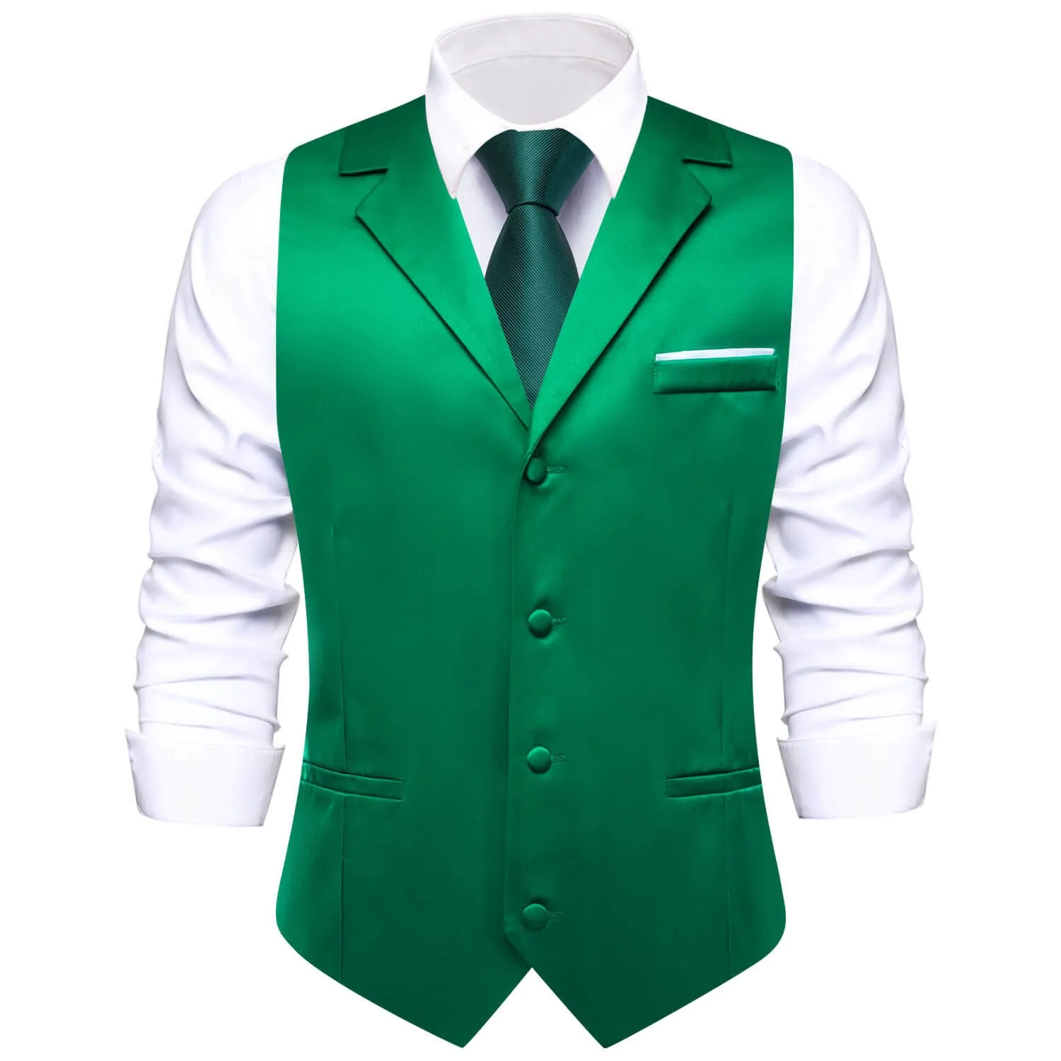 Ties2you Men's Work Vest Forest Green Solid Silk Suit Vest Top