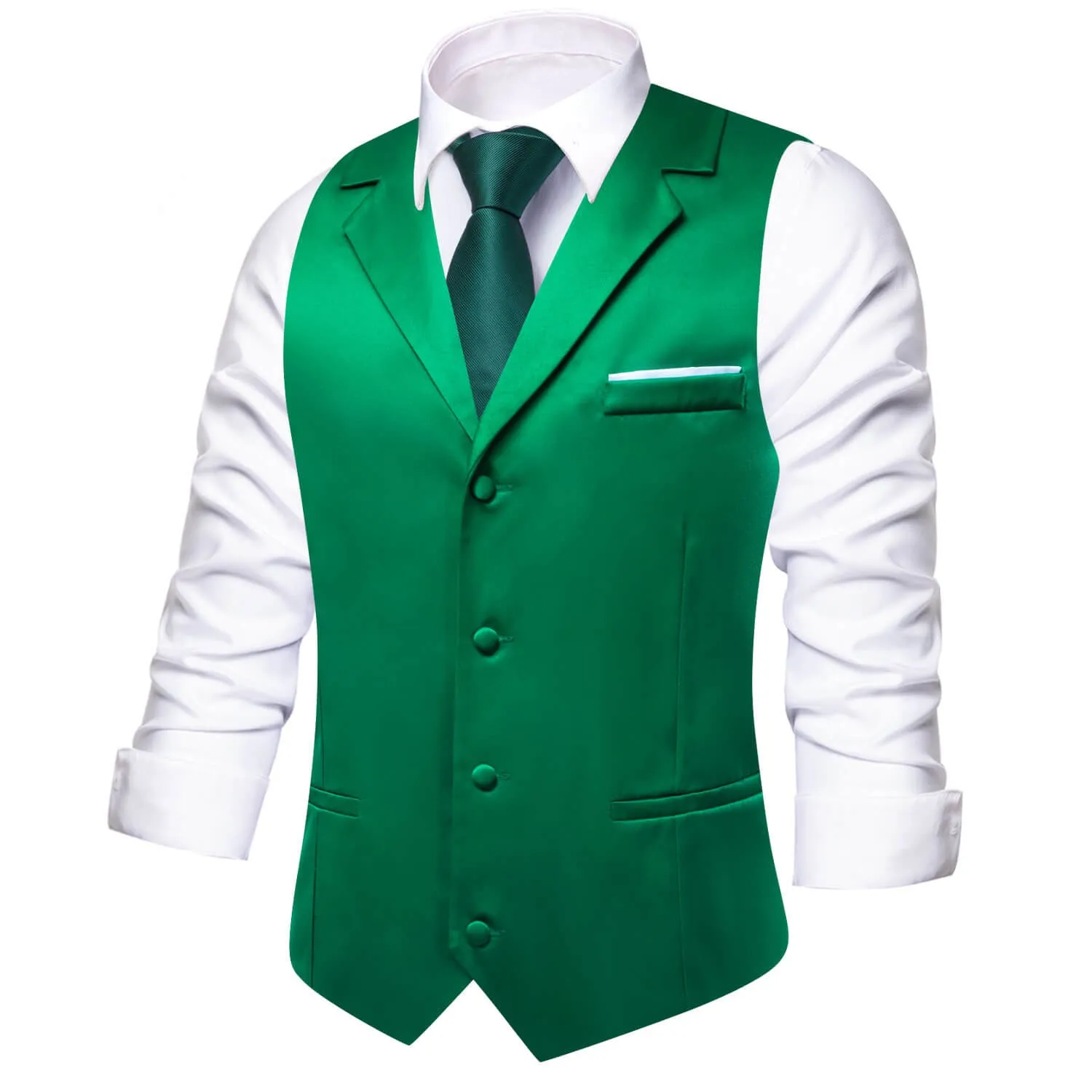 Ties2you Men's Work Vest Forest Green Solid Silk Suit Vest Top