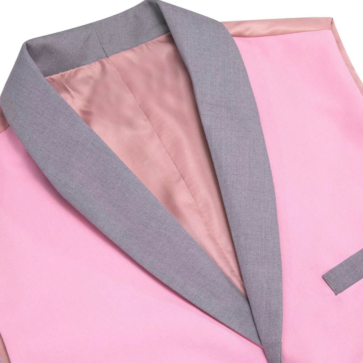 Ties2you Mens Work Vest Solid Light Pink Button Vest Shawl Collar Waistcoat