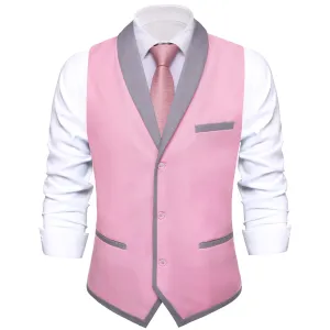 Ties2you Mens Work Vest Solid Light Pink Button Vest Shawl Collar Waistcoat