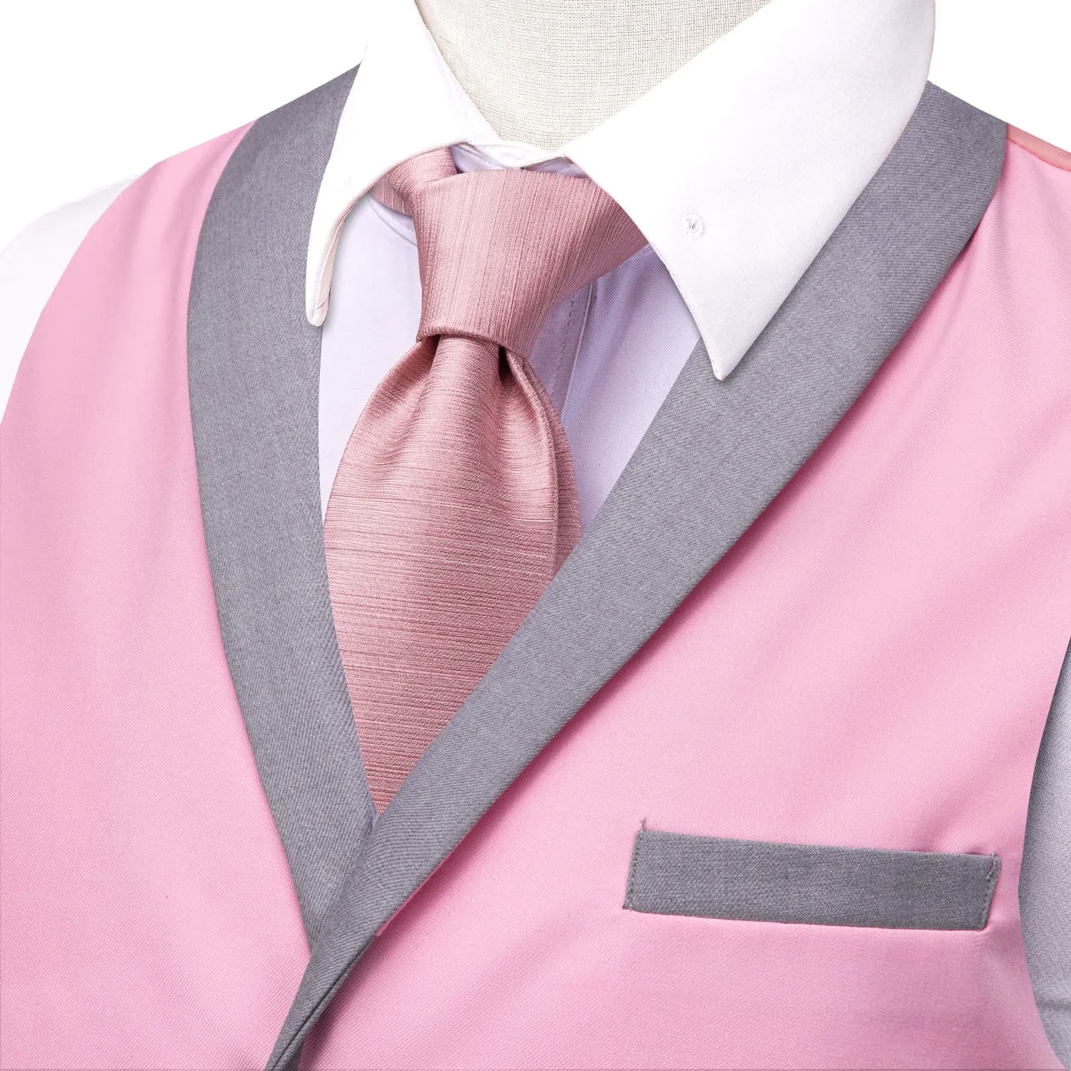 Ties2you Mens Work Vest Solid Light Pink Button Vest Shawl Collar Waistcoat