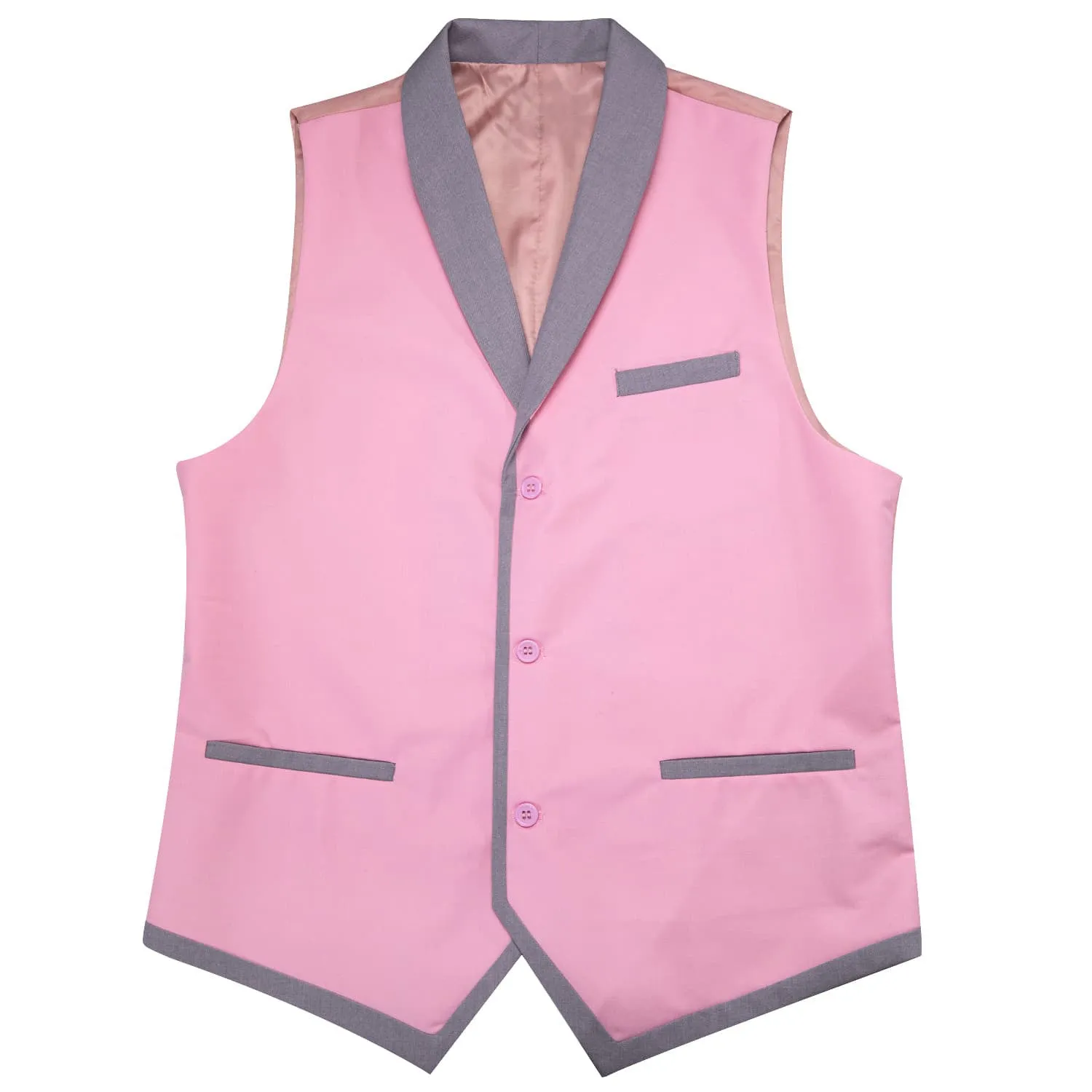 Ties2you Mens Work Vest Solid Light Pink Button Vest Shawl Collar Waistcoat