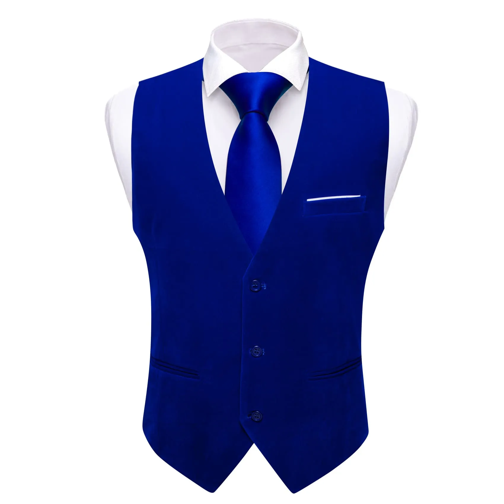 Ties2you Suit Vest Medium Blue Solid Mens Flannelette Work Dress Vest