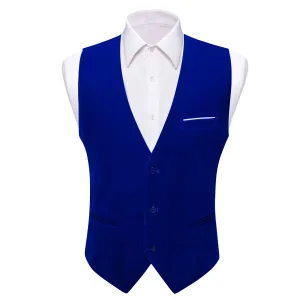 Ties2you Suit Vest Medium Blue Solid Mens Flannelette Work Dress Vest