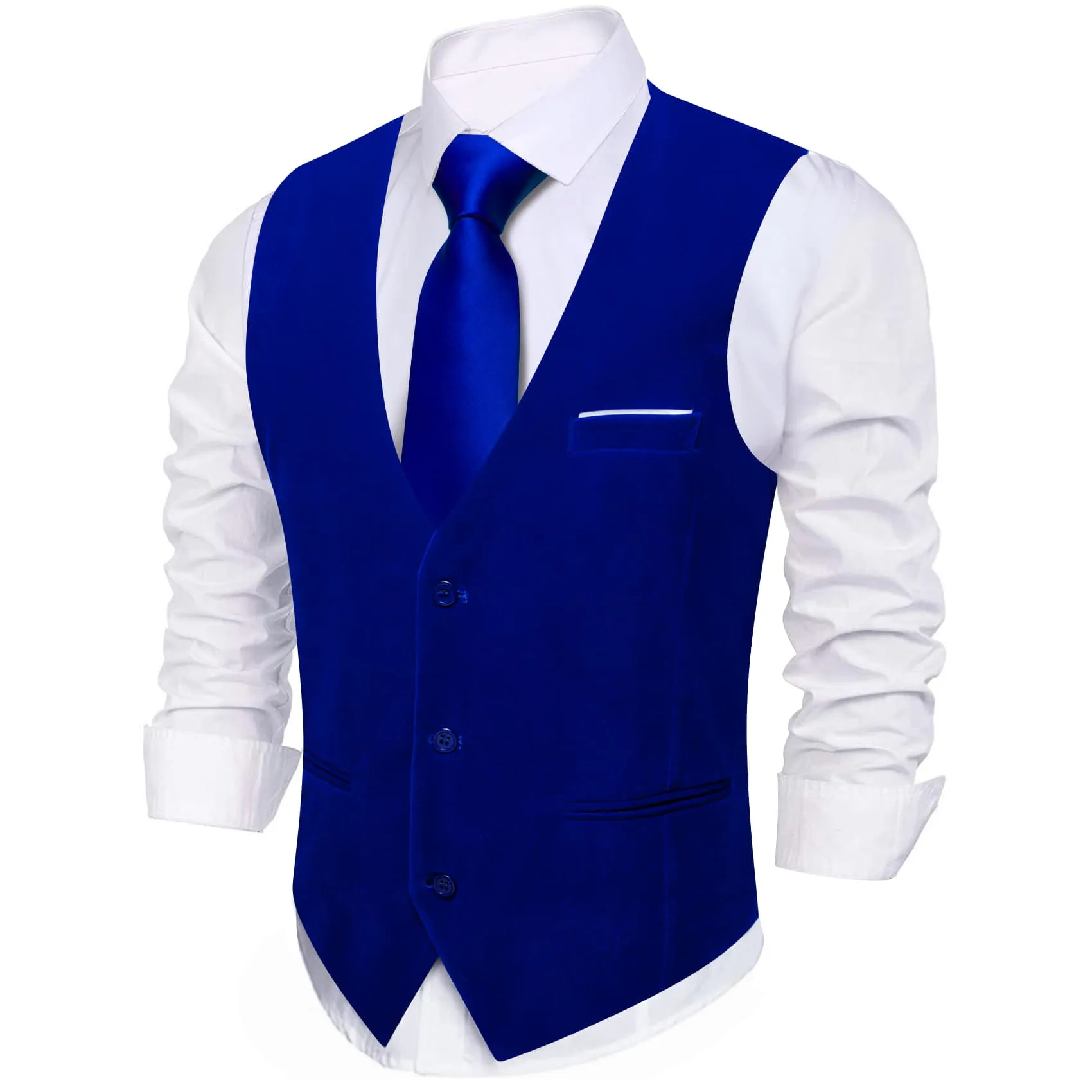 Ties2you Suit Vest Medium Blue Solid Mens Flannelette Work Dress Vest