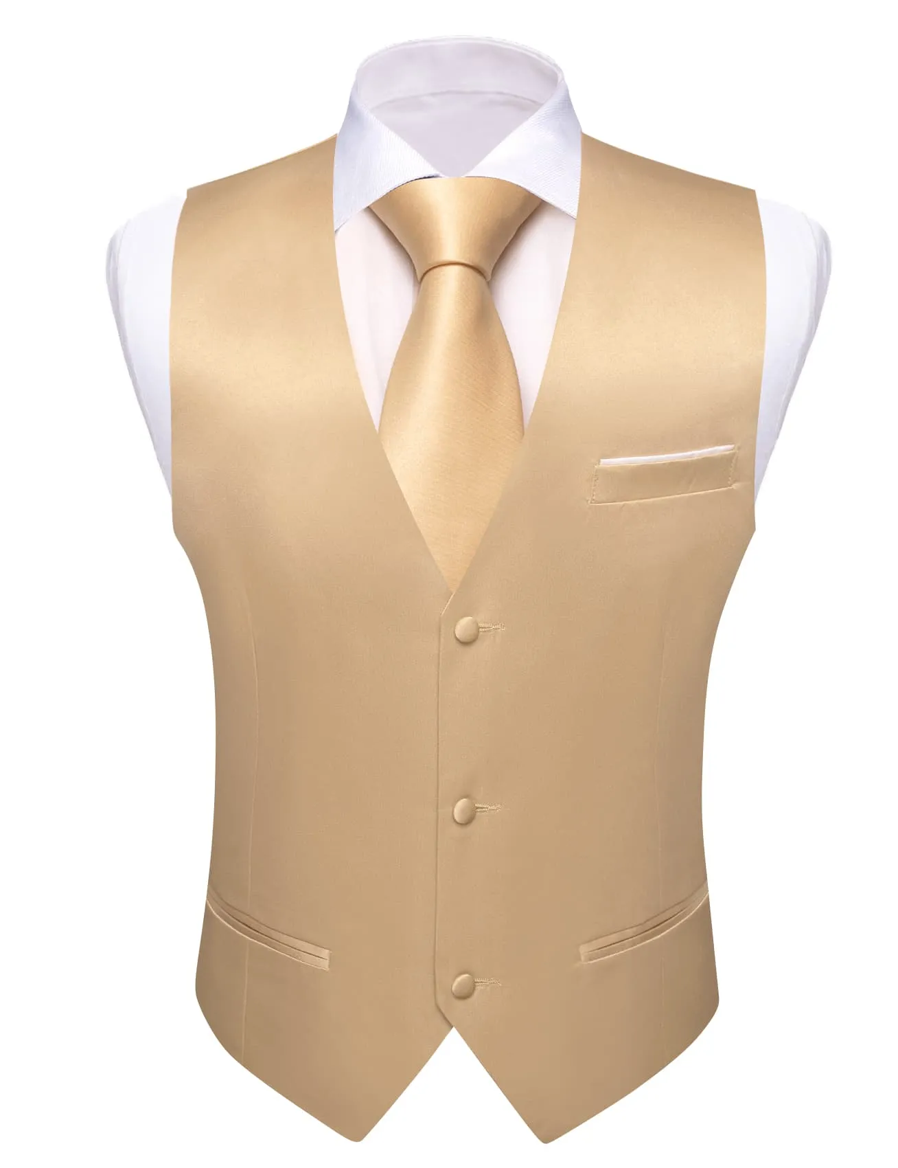 Ties2you Tuxedo Vest Champagne Solid Button Dress Vest for Men