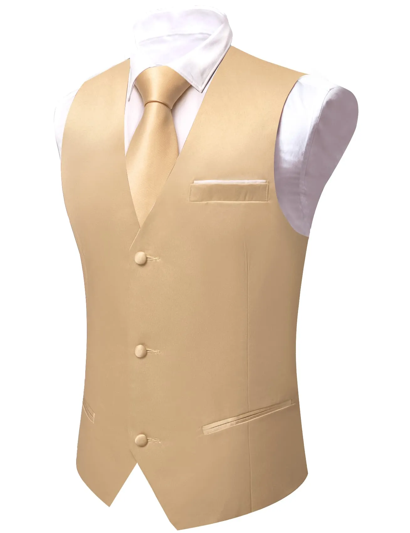 Ties2you Tuxedo Vest Champagne Solid Button Dress Vest for Men