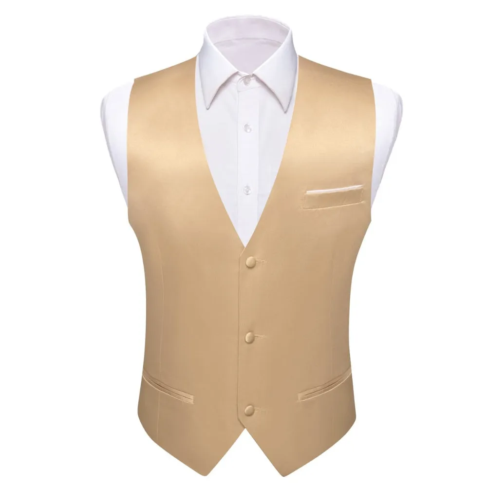 Ties2you Tuxedo Vest Champagne Solid Button Dress Vest for Men