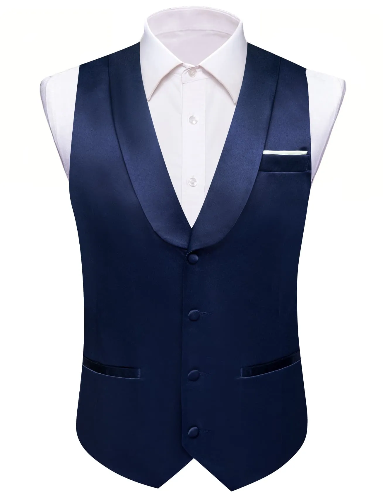 Ties2you Tuxedo Vest Dark Cerulean Blue Solid Button Shawl Collar Dress Vest for Men