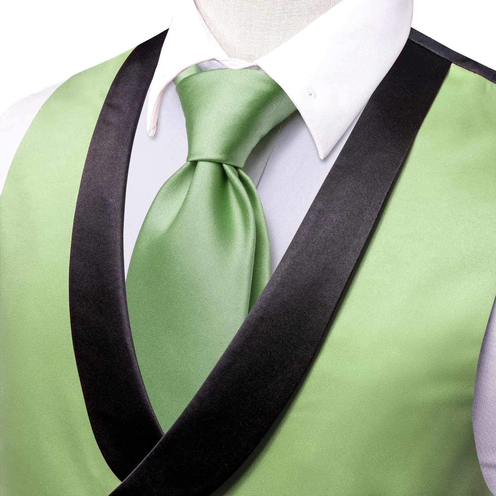 Ties2you Tuxedo Vest Olivine Green Solid Shawl Collar Silk Mens Double Breasted Vest