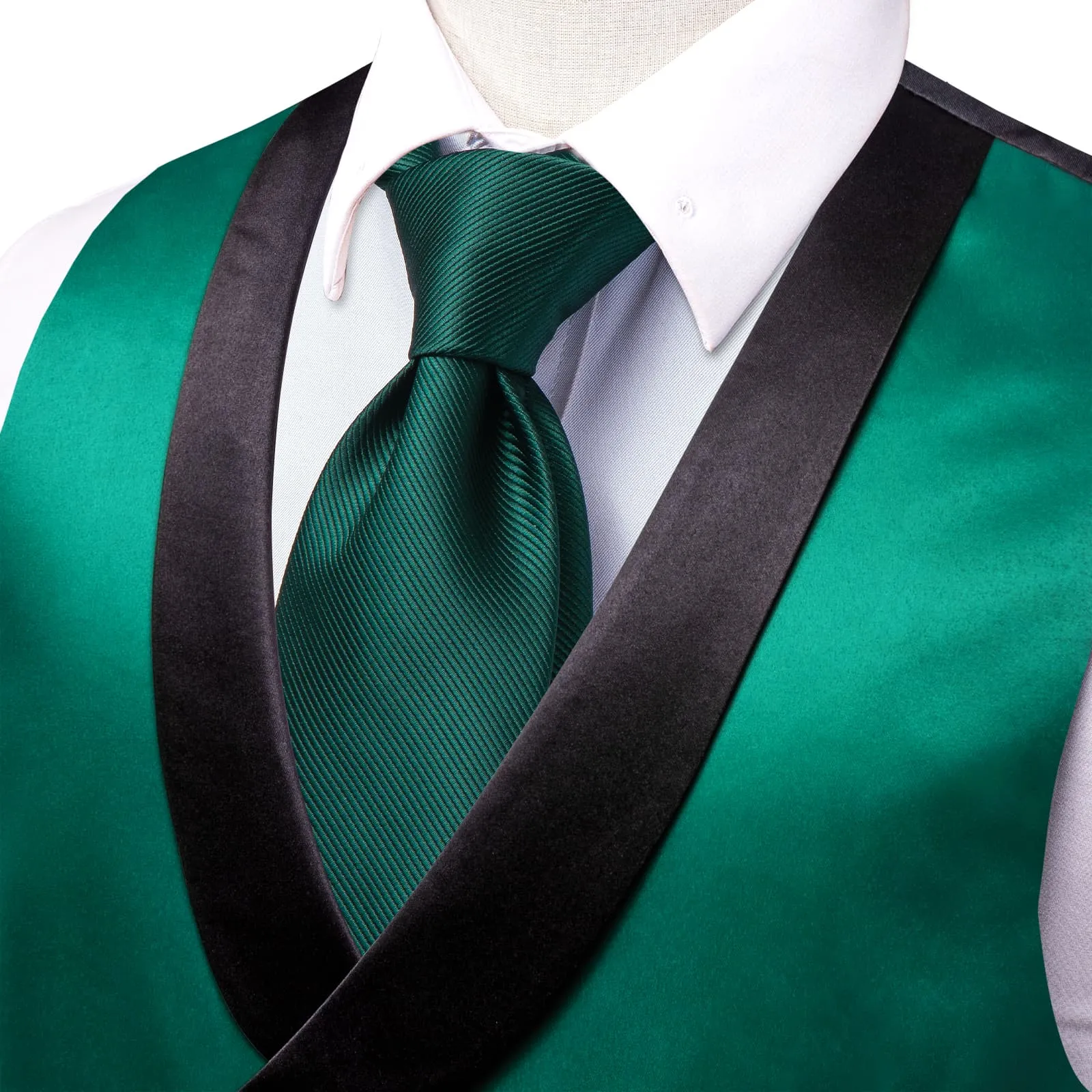 Ties2you Tuxedo Vest Teal Green Solid Shawl Collar Silk Mens Double Breasted Vest