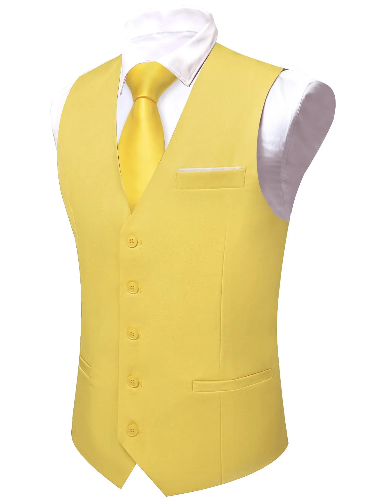 Ties2you Work Vest Arylide Yellow Solid Button Silk Mens Dress Vest Jacket Fashion