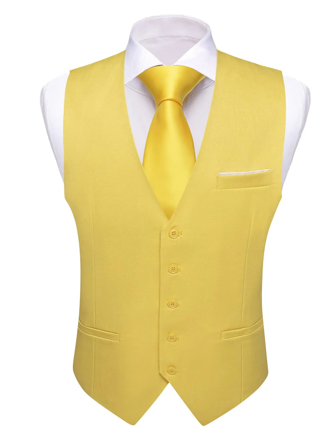 Ties2you Work Vest Arylide Yellow Solid Button Silk Mens Dress Vest Jacket Fashion