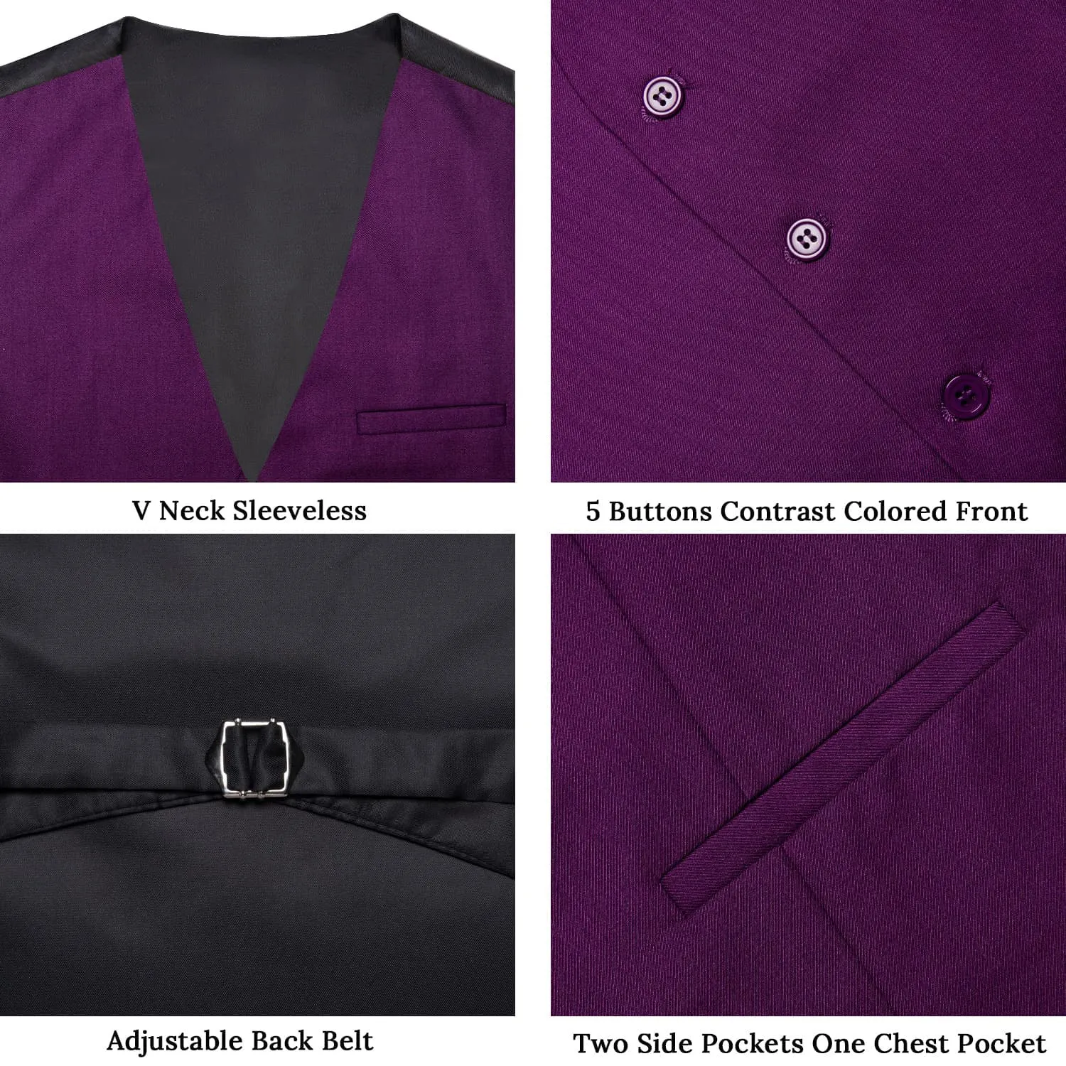 Ties2you Work Vest Palatinate Purple Solid Silk Dress Tuxedo Vest for Men