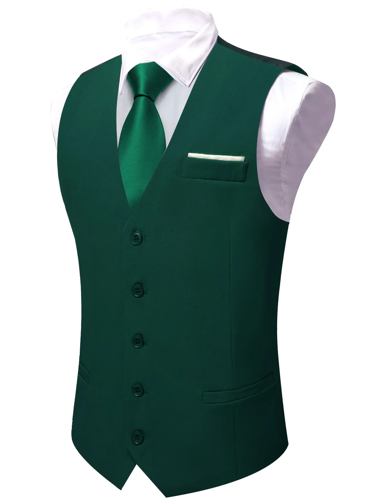 Ties2you Work Vest Phthalo Green Solid Button Silk Mens Dress Vest Jacket