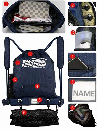 Tigerbro Soccer Backpack for Youth Kids Girls Boys Women Men Sports Bag for Basketball Football with Ball Holder Shoe Compartment Waterproof