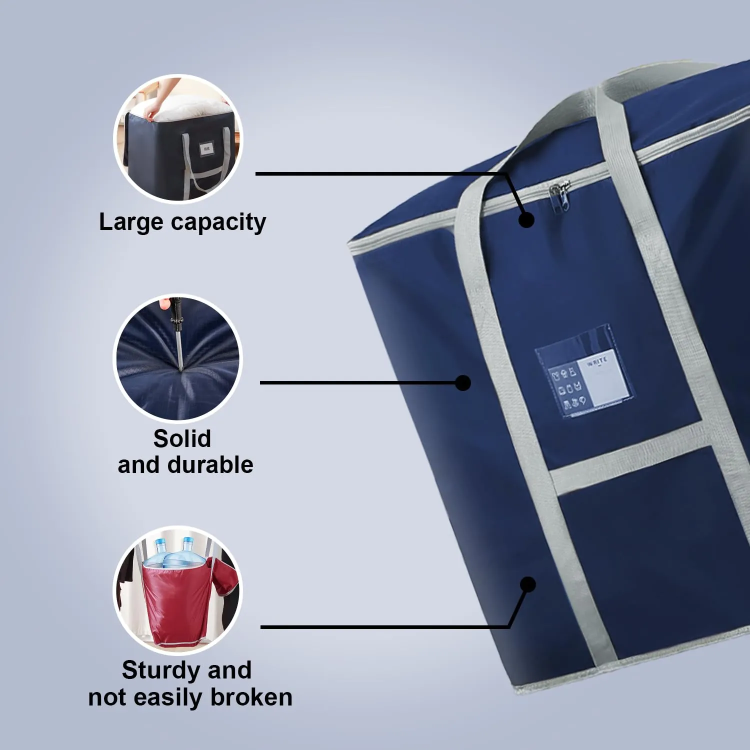 Urbane Home Storage Bag | Foldable Storage Bag | Moisture Proof Wardrobe Organizer | Underbed Storage Bag for Blanket-Clothes | Travel Moving Bag with Handle | S ZH013BU | Blue