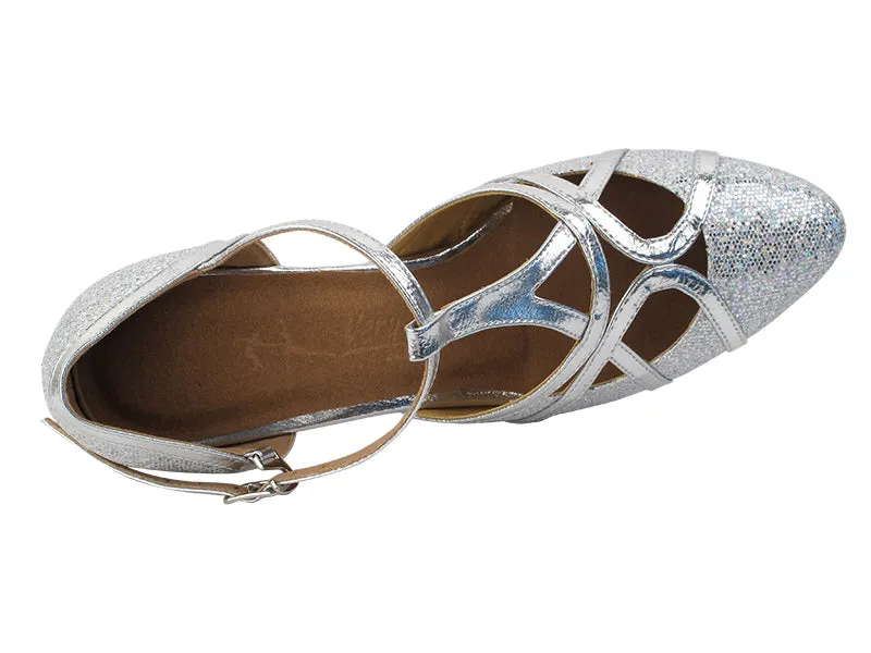 Very Fine SERA3541_sale Ballroom Dance Shoe with Cuban Heel and Unique Strap Design Available in Silver