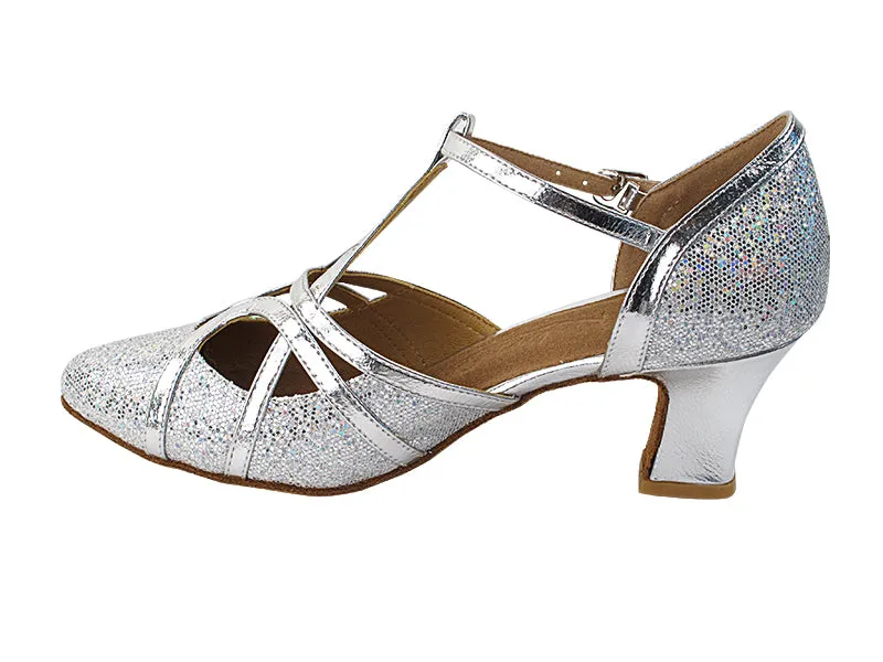 Very Fine SERA3541_sale Ballroom Dance Shoe with Cuban Heel and Unique Strap Design Available in Silver