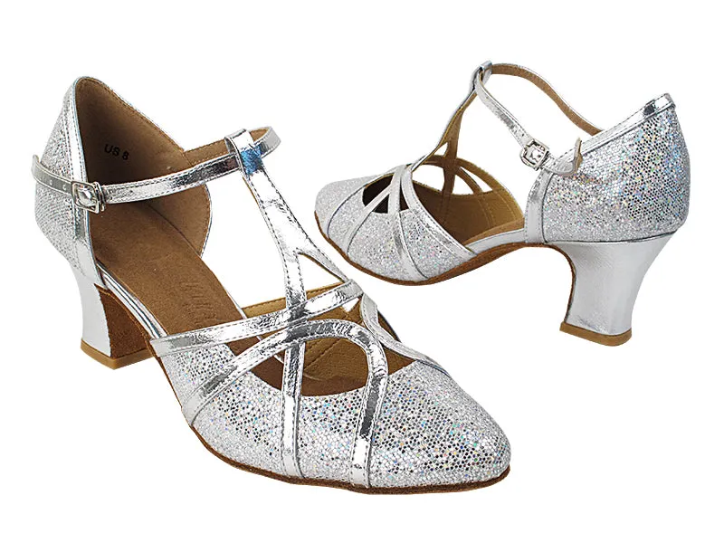 Very Fine SERA3541_sale Ballroom Dance Shoe with Cuban Heel and Unique Strap Design Available in Silver