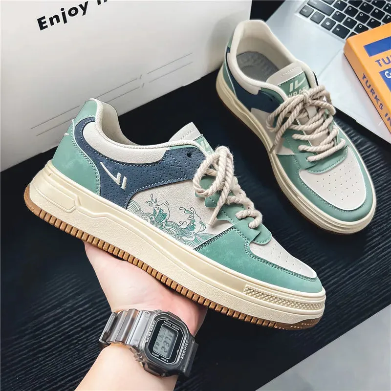 Waves Printed Pattern Canvas Sneakers