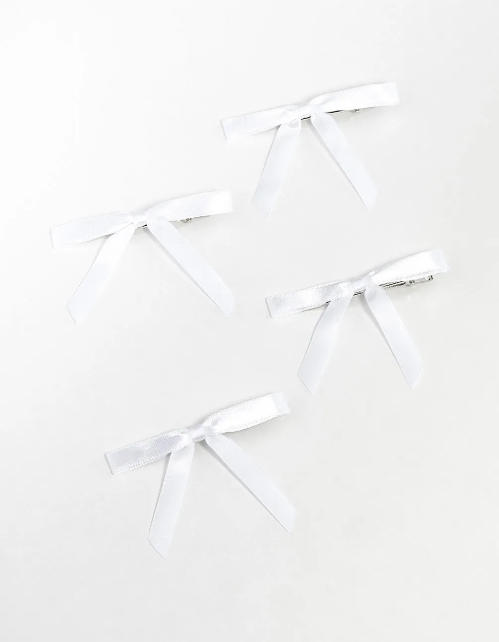 White Mini Satin Fabric Bows 4-Pack