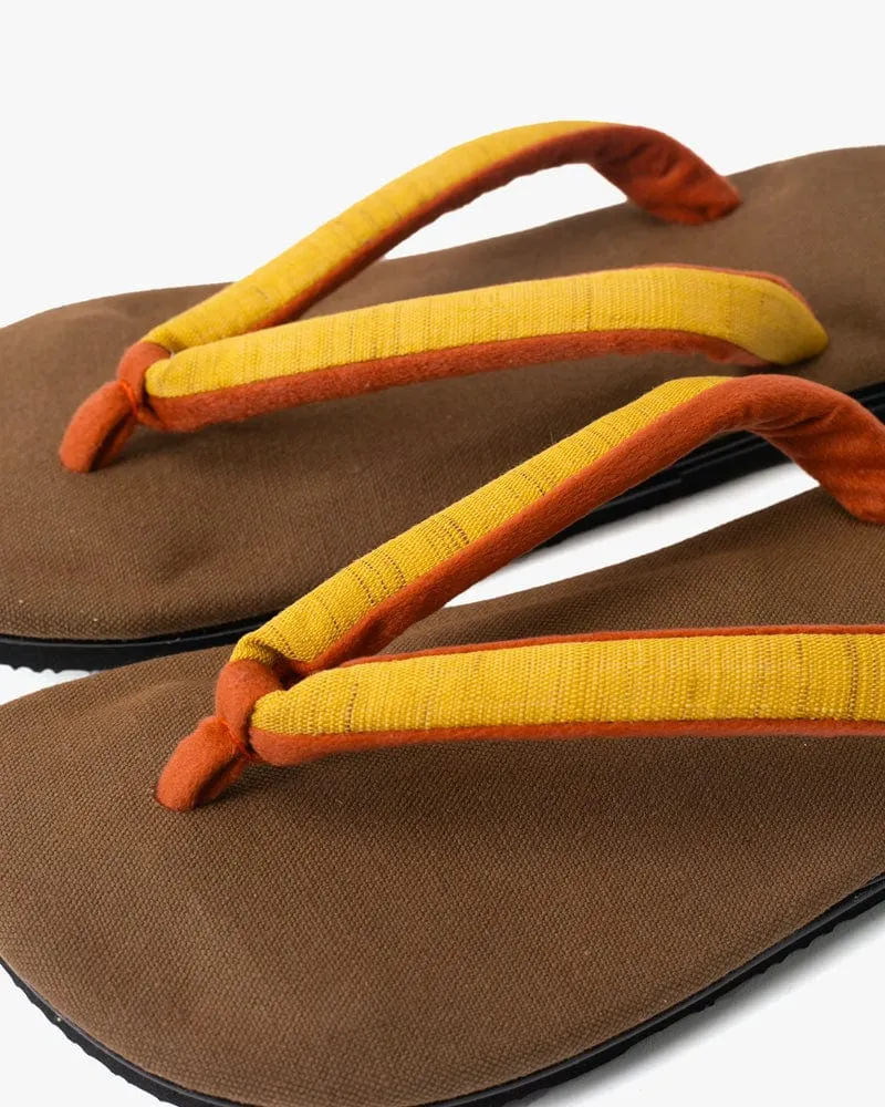 Yamato Kobo, Setta Sandals, Brown with Yellow and Orange